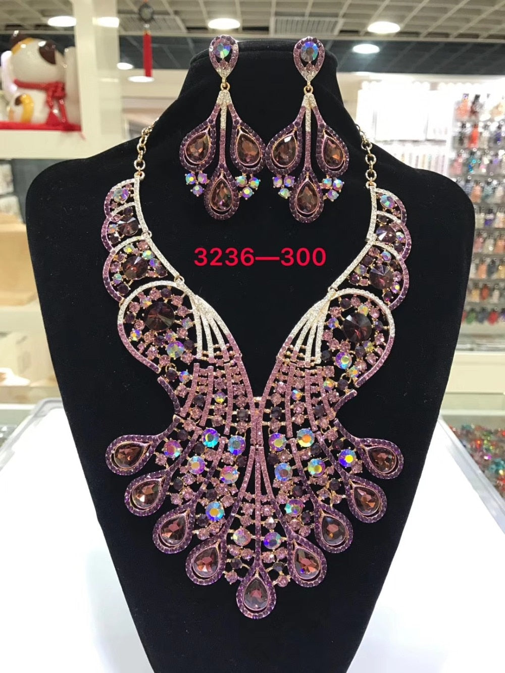 Dubai 24k Gold Big  Women Wedding Long Necklace Ethiopian Set