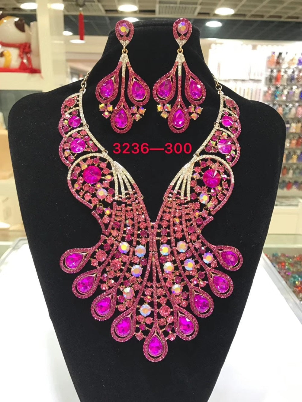Dubai 24k Gold Big  Women Wedding Long Necklace Ethiopian Set