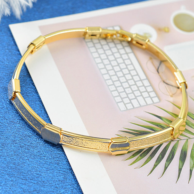 Round Collar  Necklace Earrings Bracelet Set For Women