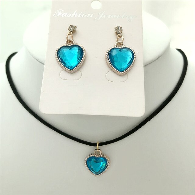 Black Velvet Leather cute love heart Choker Necklace Jewelry Sets