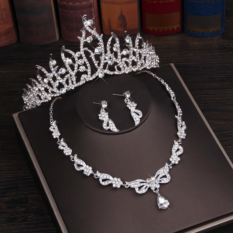 3PCS Rhinestone Crystal Butterfly Bridal Jewelry Sets