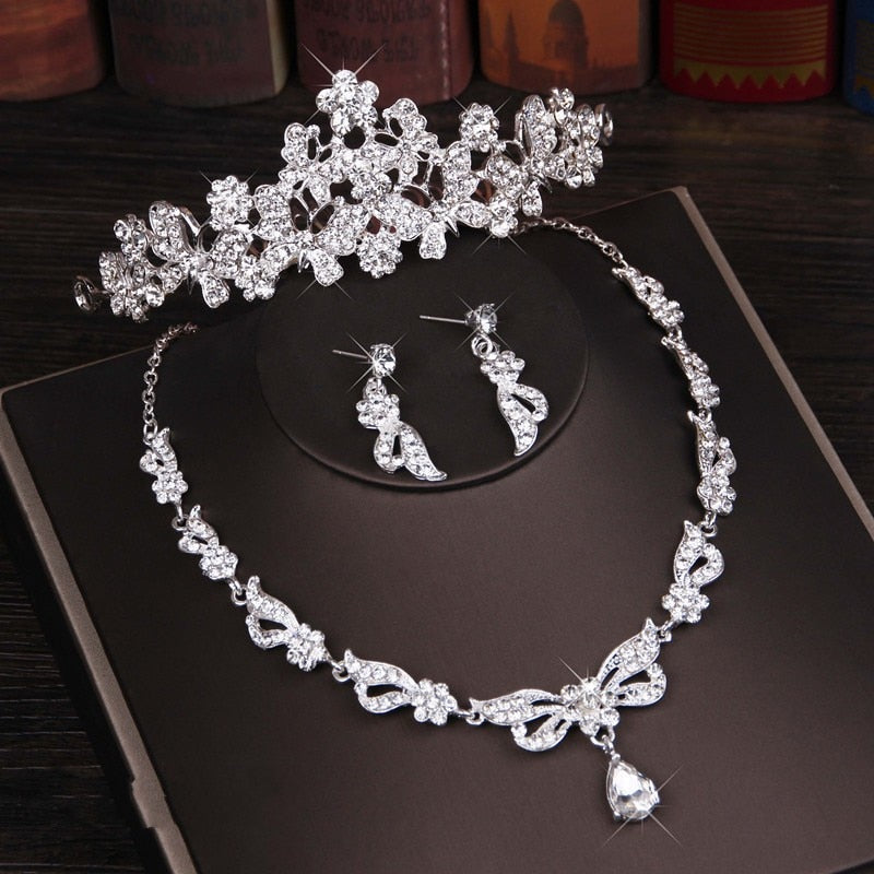 3PCS Rhinestone Crystal Butterfly Bridal Jewelry Sets