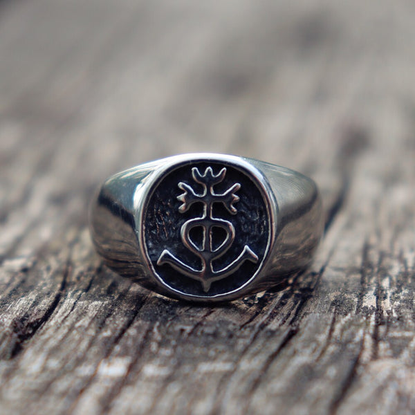 Mysterious Symbol Silver Color 316L Stainless Steel Biker Rings