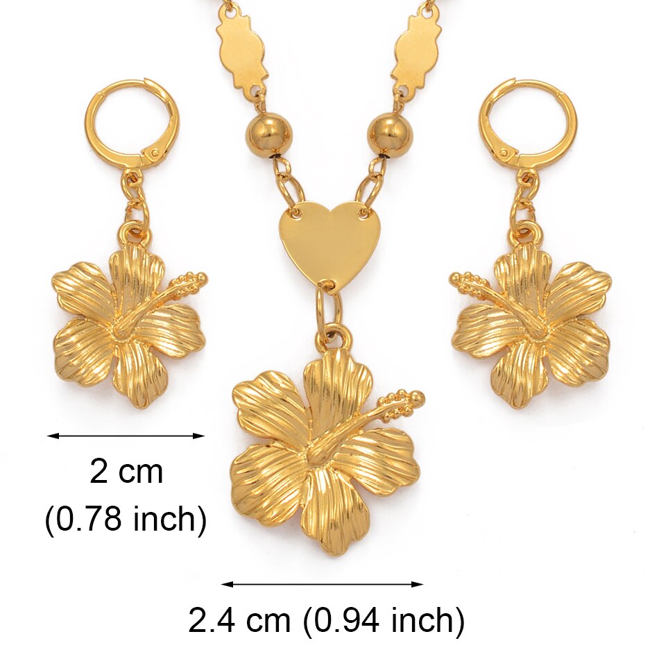 Hawaiian Flower Jewelry Sets Pendant Necklaces Earrings