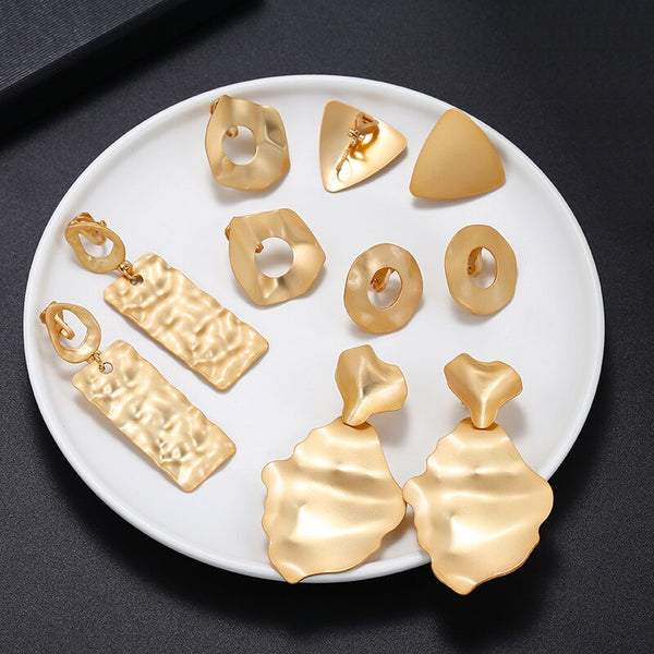 Fashion Statement Hyperbolic Matte Gold No Pierced Clip on Earrings