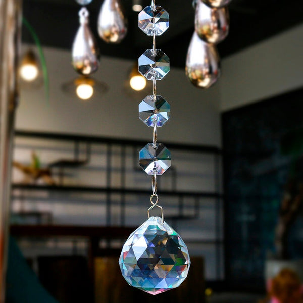 Crystal Suncatcher Octagon Beads Rainbow  Hanging Chandelier Ball Prisms