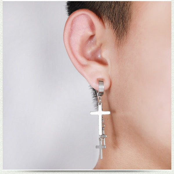 Pendientes de acero de titanio estilo punk rock sin orificio para la oreja