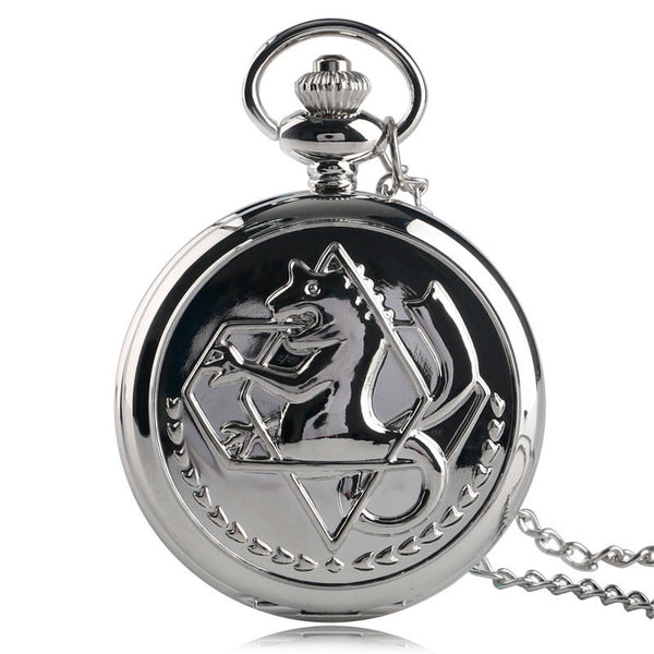 Reloj de bolsillo analógico de cuarzo con diseño animado de Fullmetal Alchemist