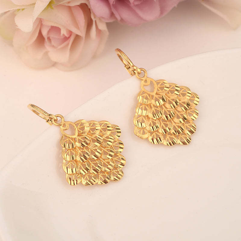 gold  Necklace Earring Set Women Party Gift big Leaf Jewelry Sets
