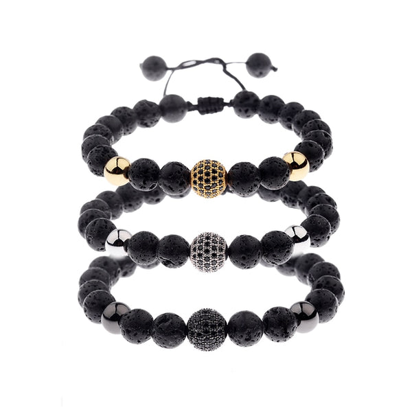 Pulsera de moda con cuentas de micropavé de 8 mm