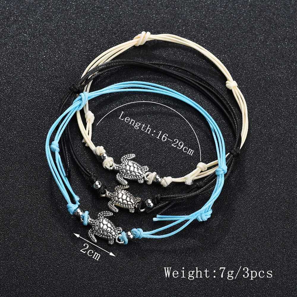 Summer Beach Turtle Shaped Charm Rope String Anklets For Women