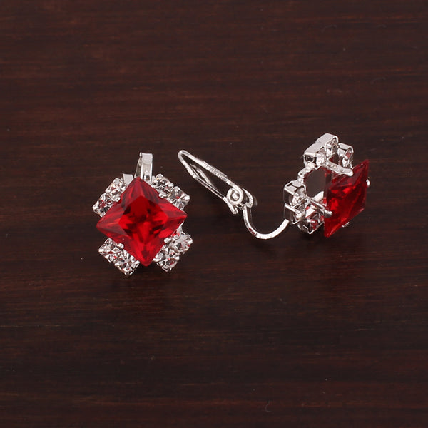 Pendientes de clip chapados en plata, sin perforar, con cristales, encantadores pendientes de clip
