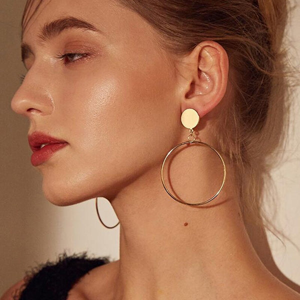 Pendientes redondos grandes para mujer, pendientes de clip sin perforación.