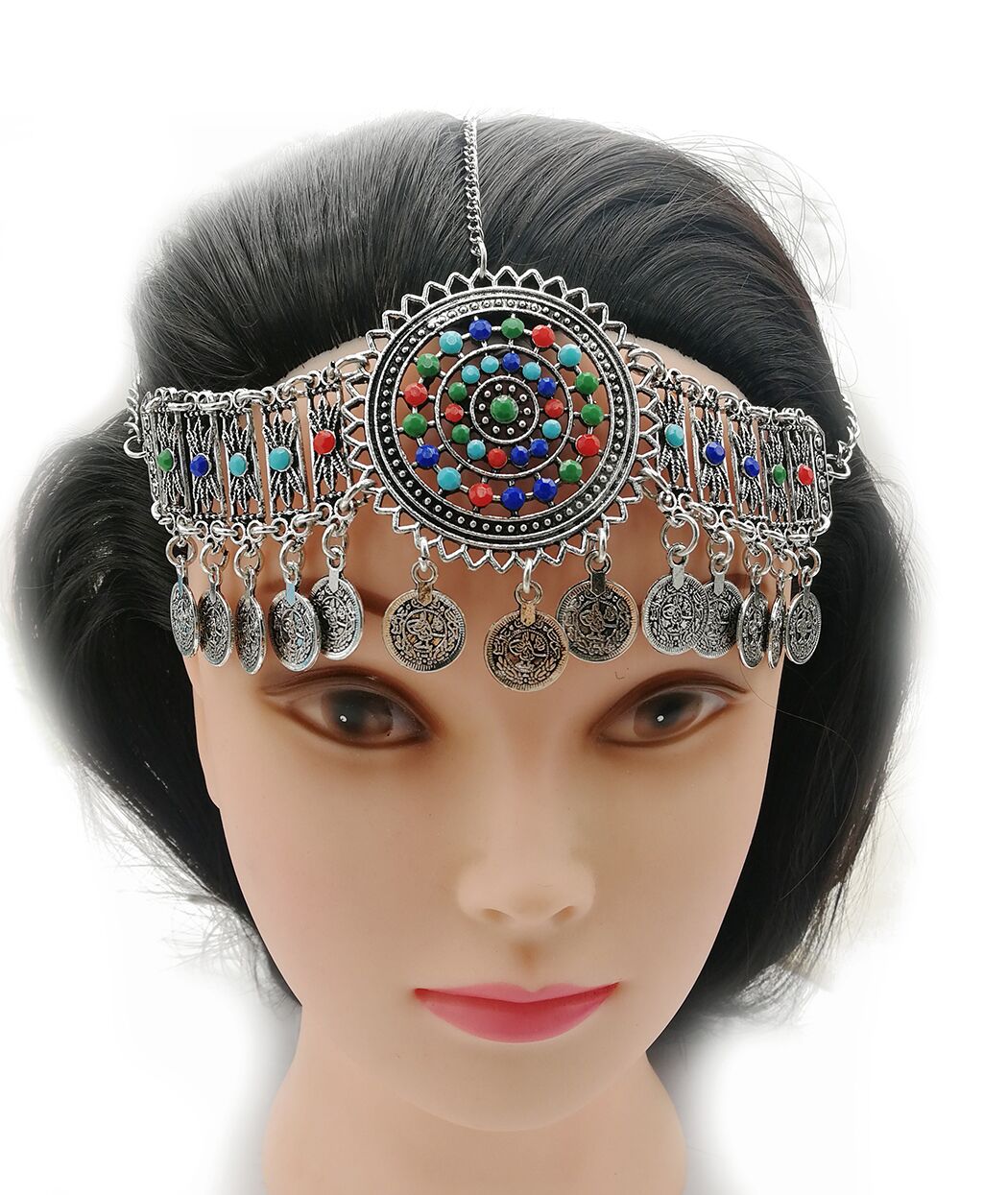 Bohemia Coin Bead Head Chain Headdress   Jewelry Set