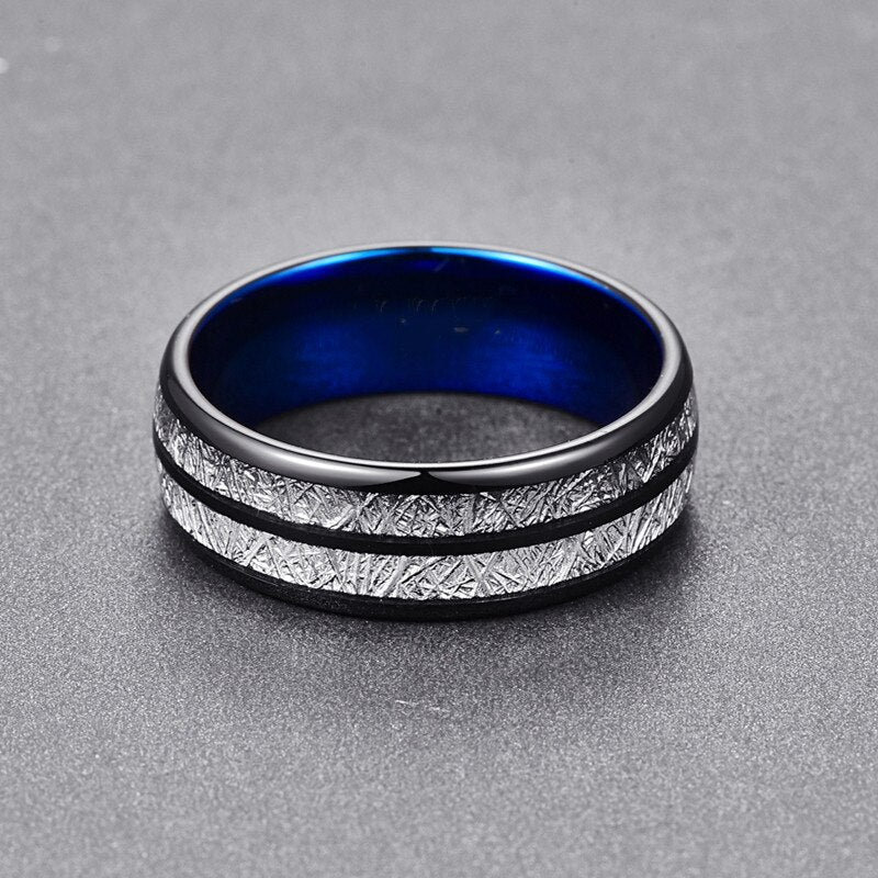 Wedding Band 8mm Width Men Women Rings Accessories Black Blue Stainless Steel Rings