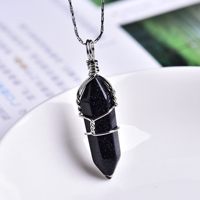 Amethyst Crystal Point  Couple Pendant Necklace