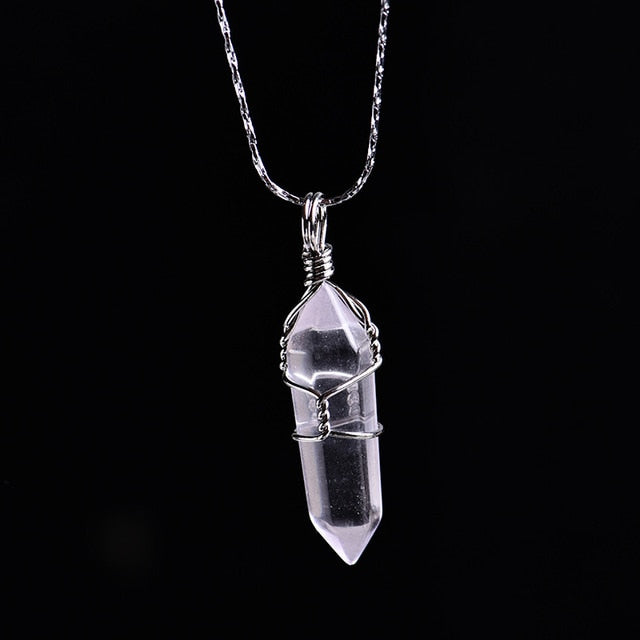 Amethyst Crystal Point  Couple Pendant Necklace