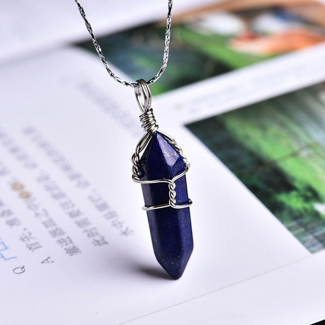 Amethyst Crystal Point  Couple Pendant Necklace