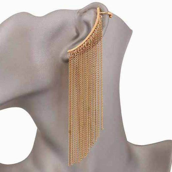 1 pieza de pendientes largos con borlas y cadena estilo punk para mujer
