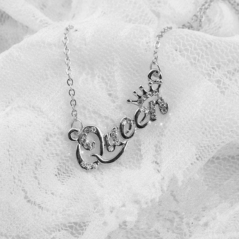 New Fashion Luxury Gold-Color Queen Crown Chain Necklace