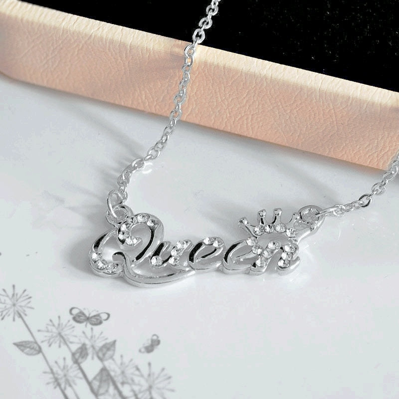 New Fashion Luxury Gold-Color Queen Crown Chain Necklace