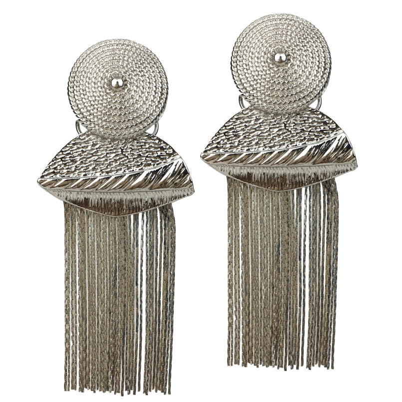 Geometric Alloy Long Chain Tassel Earrings For Women
