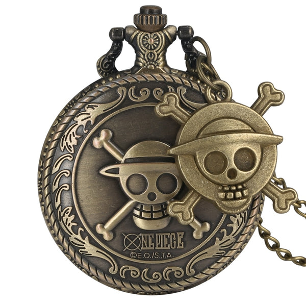 Reloj de bolsillo vintage de cuarzo de One Piece de pirata Luffy