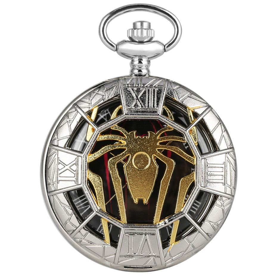 Gold Hollow Spider Design Quartz Pocket Watch
