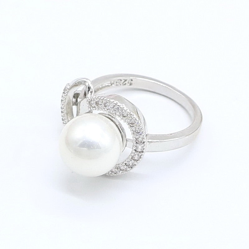 Silver Color White Pearl Jewelry Sets