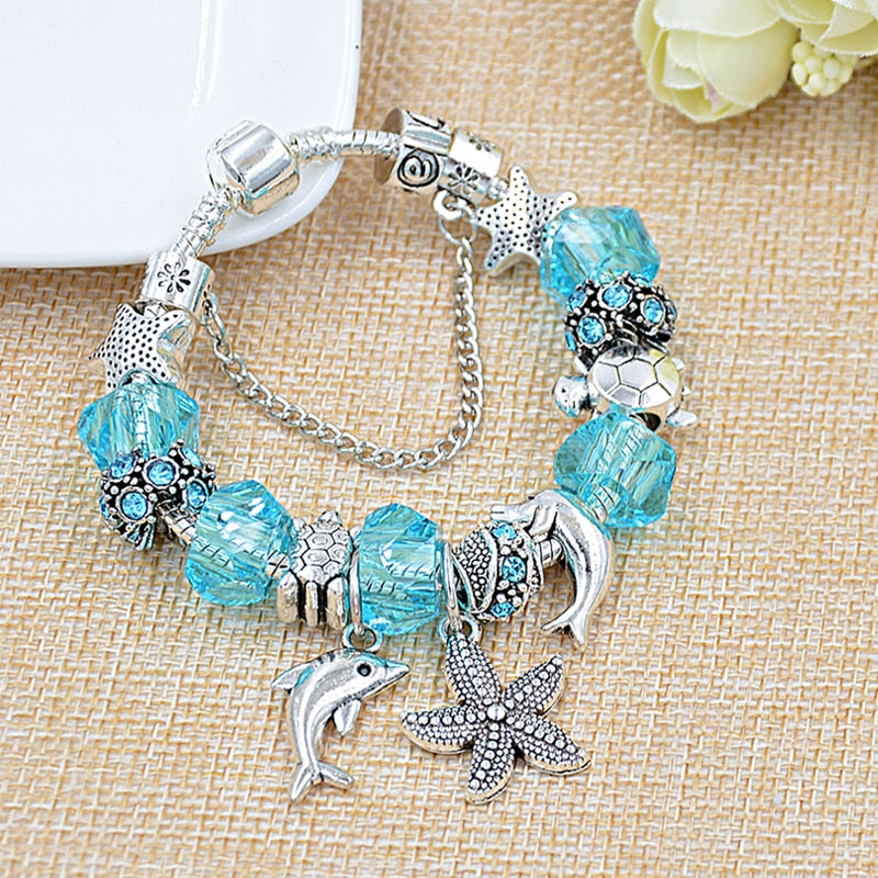 5 Colors Ocean Starfish Dolphin Bead Bracelet