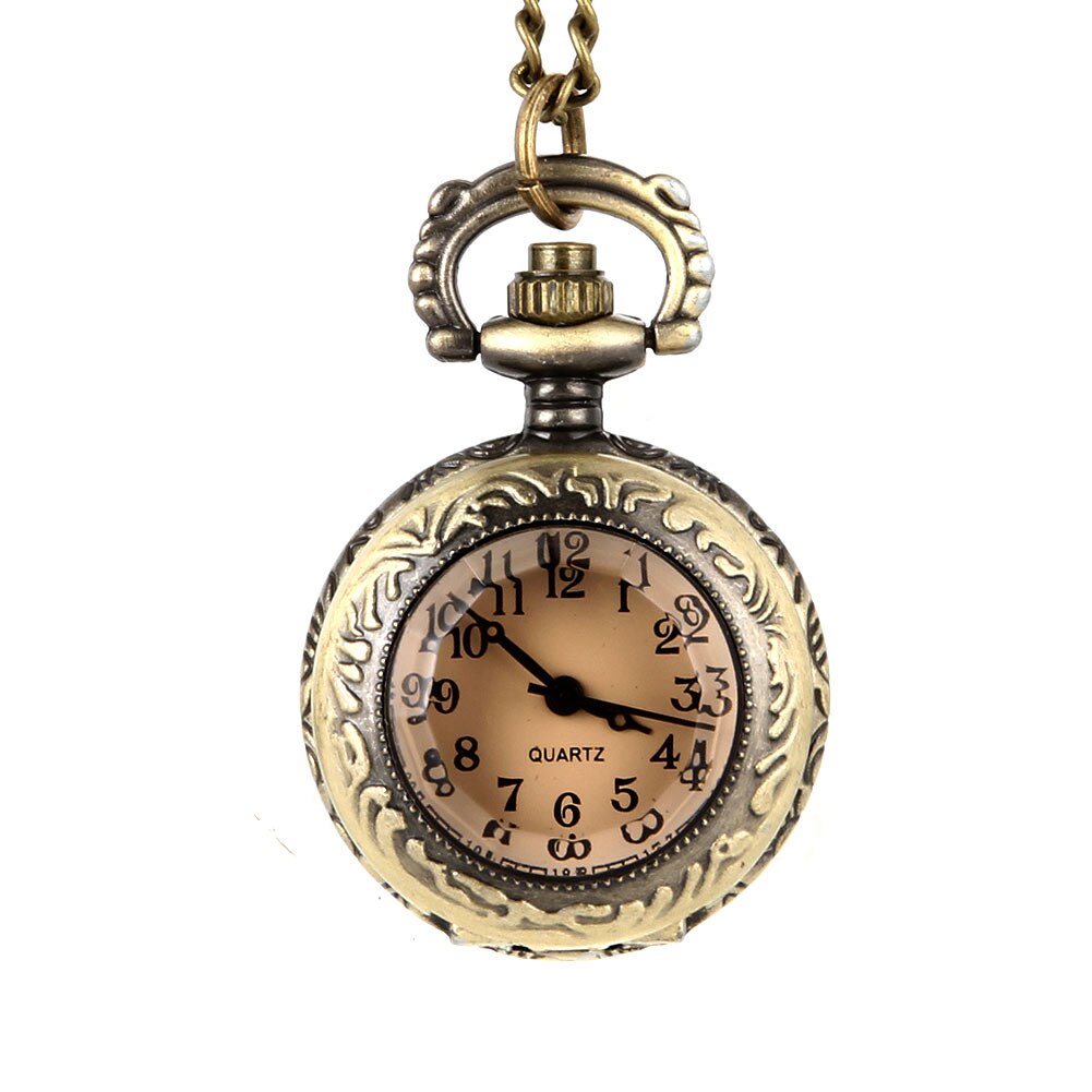 Vintage Quartz  Alloy Glass Dome Necklace Pendant Pocket Watch
