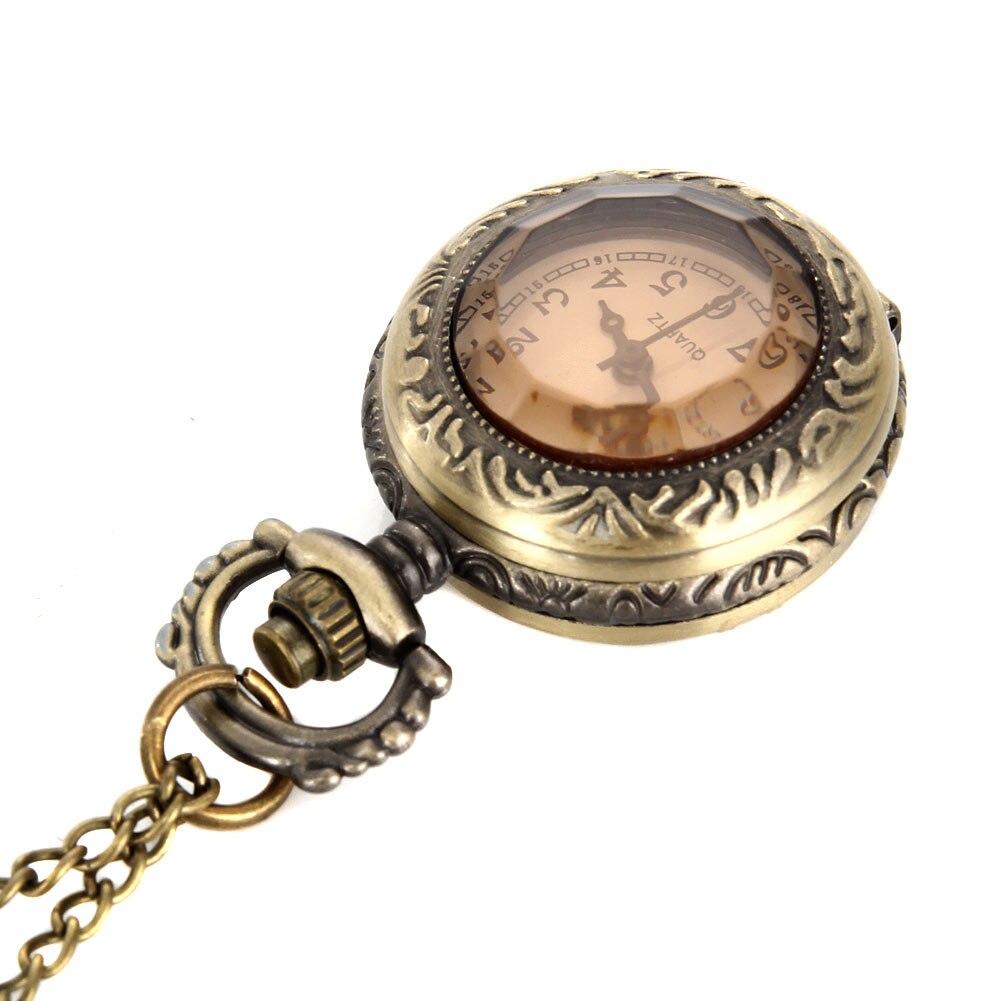 Vintage Quartz  Alloy Glass Dome Necklace Pendant Pocket Watch