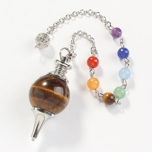 7 Chakra Reiki Tiger Eye Pendulum Natural Stone Pendant