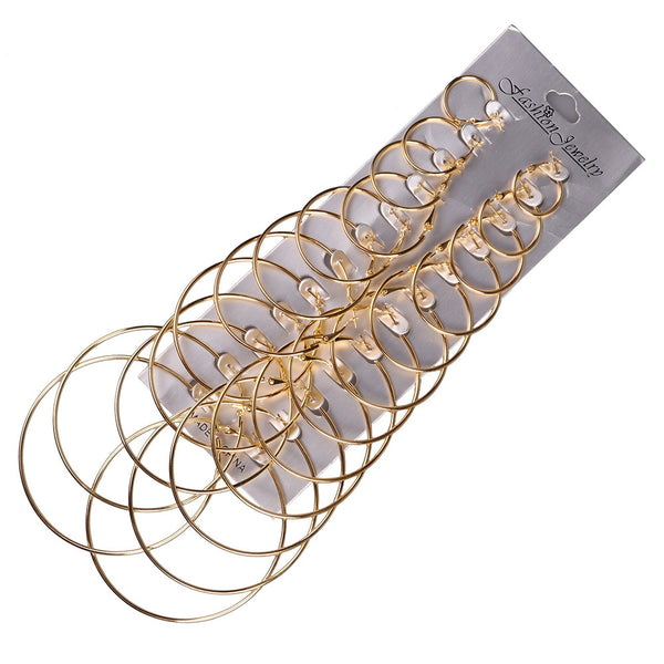 12 Pairs/Set Oversized Big Circle Hoop Earrings Set