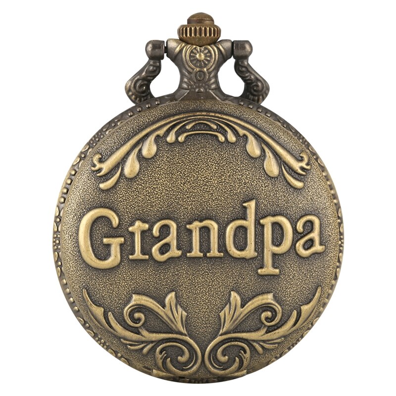 Antique Retro Grandpa Quartz Pocket Watch Bronze Punk Necklace Pendant