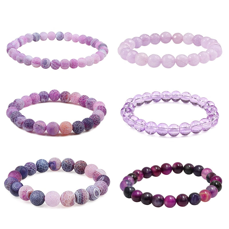 Purple Agates Natural Weathered Gem Stone Bead Strand Women