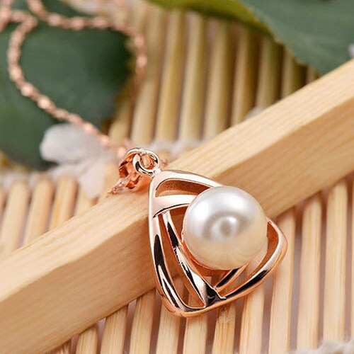 Triangular Pendant Necklace Earrings Ring Jewelry Set
