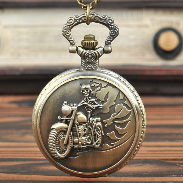 Vintage Bronze Creative Motorcycle Retro Best Gift Pocket Watch