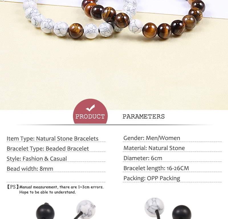 Men Natural Stone YingYang Lava Bead Bracelet