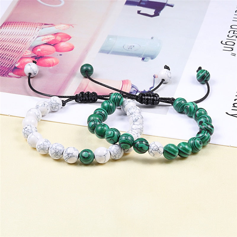 Men Natural Stone YingYang Lava Bead Bracelet