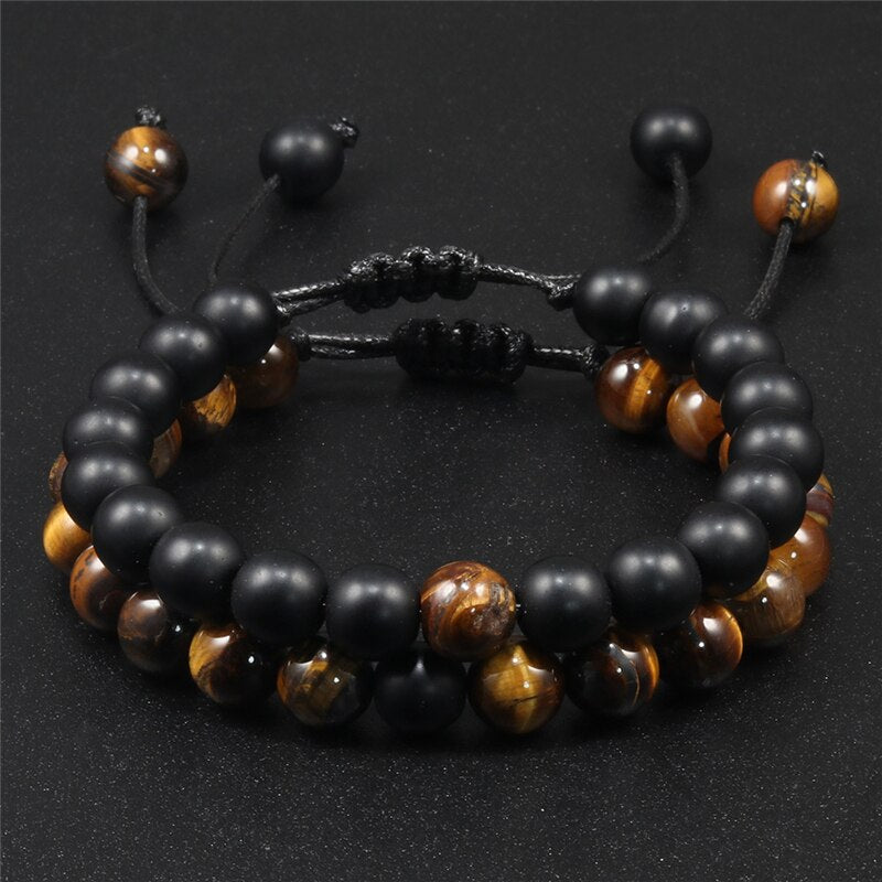 Men Natural Stone YingYang Lava Bead Bracelet