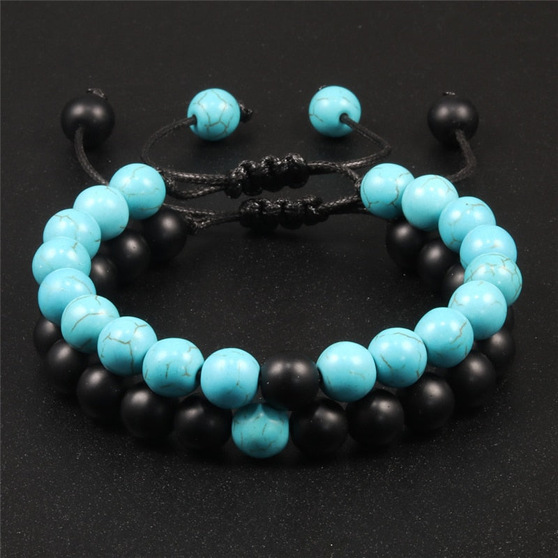 Men Natural Stone YingYang Lava Bead Bracelet