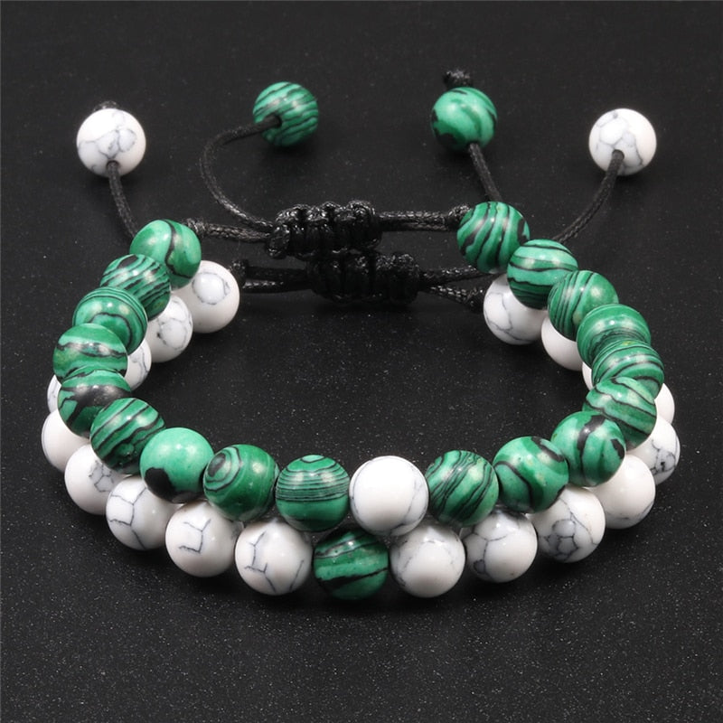 Men Natural Stone YingYang Lava Bead Bracelet