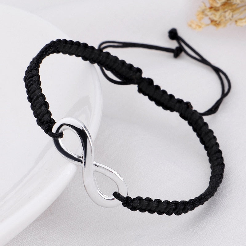 Handmade Black/White Rope Braid Bracelet Bangle For Women