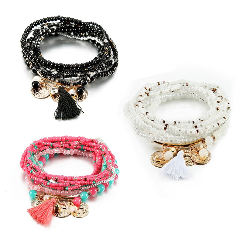 Women Bohemian Jewelry Multilayer Elastic Set