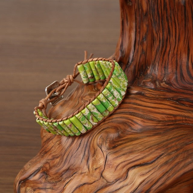 Multicolor Natural Stone Tube Beads 7 Chakra Bracelet