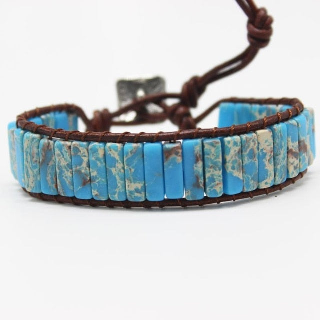 Multicolor Natural Stone Tube Beads 7 Chakra Bracelet
