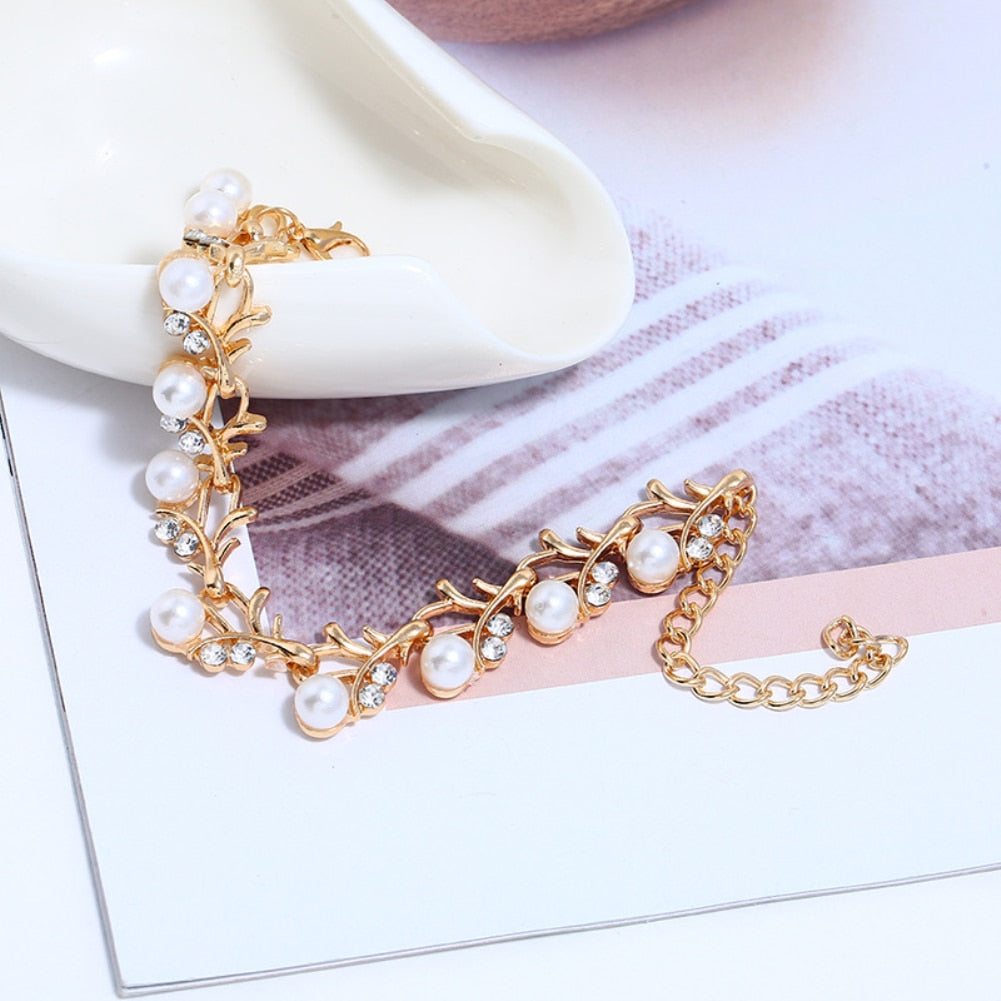 Imitation Pearl Wedding Necklace Earring Sets