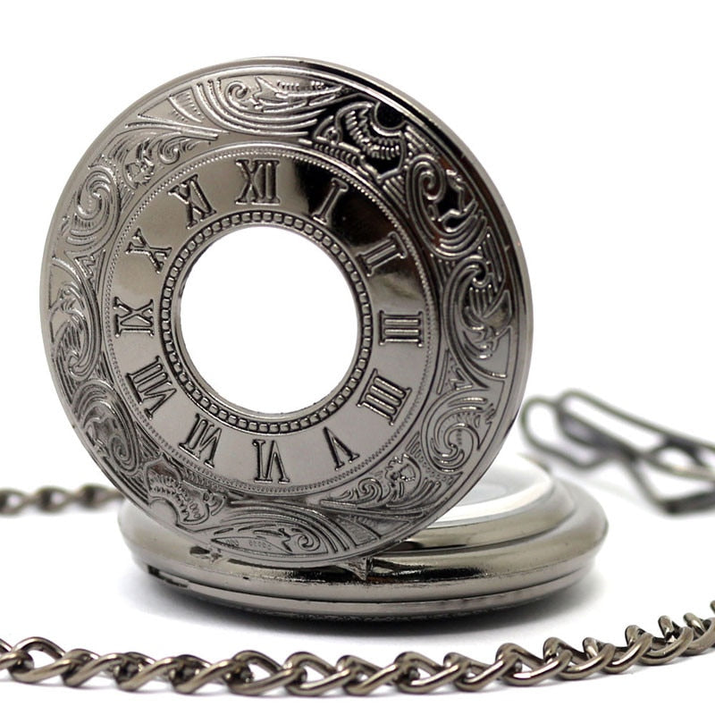 Silver/Bronze/Black Roman Arabic Number Quartz Antique Pendant Chain Pocket Watch