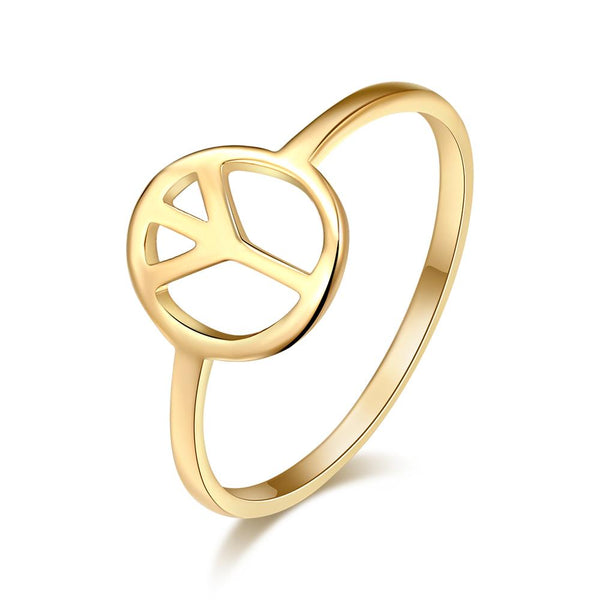 Love Peace Symbol Round Engagemen Wedding Rings